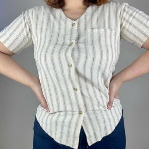 Striped Button-Up Women Top